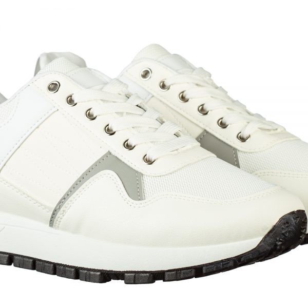 Ανδρικά αθλητικά παπούτσια λευκά από οικολογικό δέρμα Dardim, 3 - Kalapod.gr